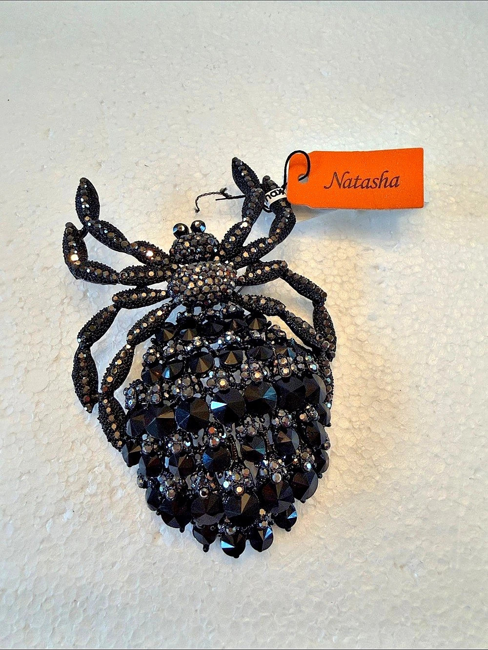 Natasha Beaded beetle brooch in Black